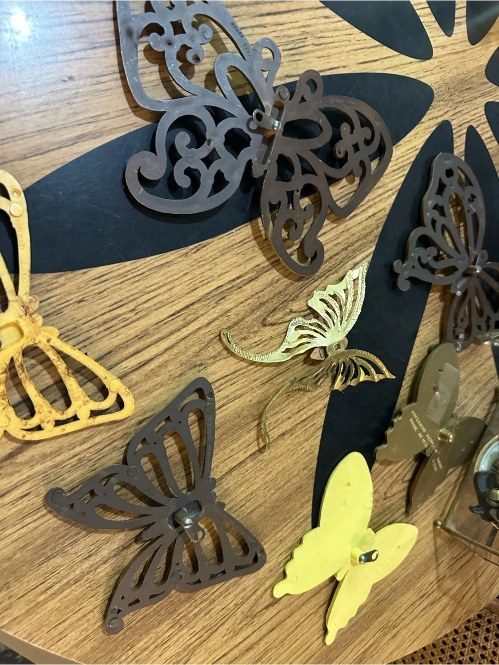 Vintage Decorative Butterfly Wall Accent Set - Brown/Gold - yellow - lot of 7